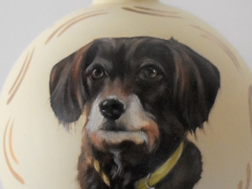 Dog portrait painting on glass or shatterproof ornaments