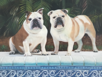 'Coco and Leyla' - English Bulldogs - Oil on canvas, 24x30" 