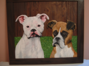 One of my 2-dimensional wood portraits of 2 boxers