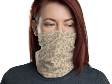 Face mask (Neck gaiter) Paw prints with bling image