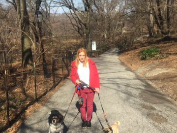 Maria walking Scout and Gus!