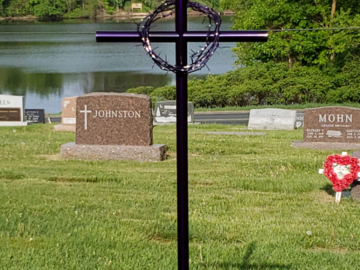 Custom Everlasting Cross 6 feet tall, with Crown of thorns.  Resting place in CA, USA.