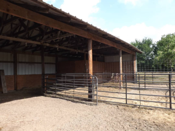 This is a picture of the barn and two stalls within the 1.5 acre pasture.