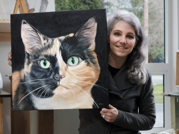 Zann and Portrait Painting of Cinnamon Boots