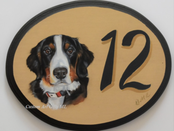 Dog portrait painting address plaque 7 x 9 inch - $ 69.00