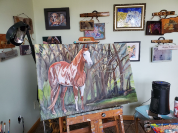 large custom horse oil painting