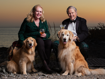 Family Formal Portrait with Goldens