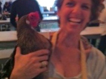 Me and a chicken at chicken camp with Terry Ryan