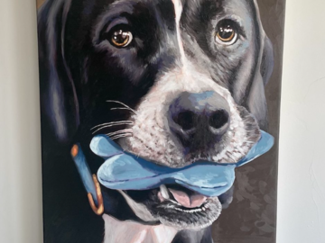 20x30" black dog painting