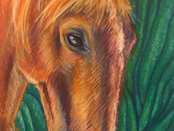 This is the client's horse, named Chihuly after the artist - I based the background on Chihuly landscape sculptures