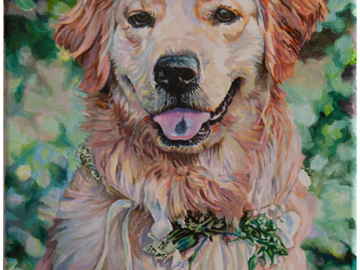 dog in realistic acrylics