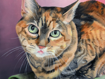 Tabby cat oil painting