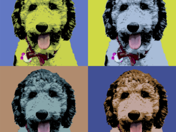 4 panels canvas print of a dog
