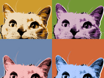 cat pop art style print
