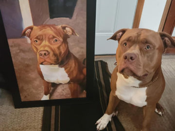 Oil portrait on canvas with frame
