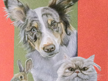Animal Triptych Pastel Drawing - Example