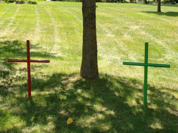 Custom Dog Memorial Crosses Red Green Stainless