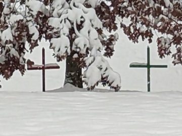 Everlasting Memorial Cross Snowfall