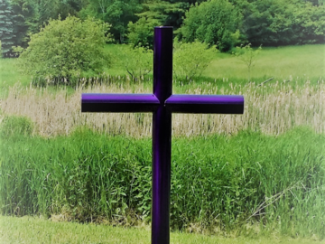 Purple EC outside Memorial Cross