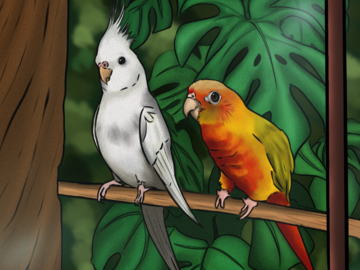 Digital Painting of two birds