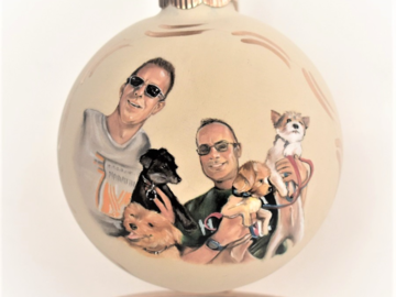 Dog portrait ornament with pet owner