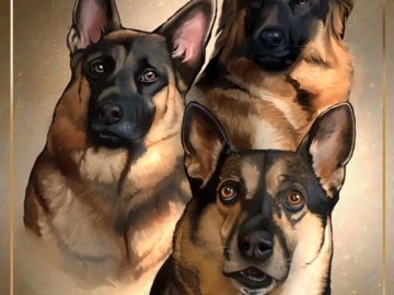 Digital Pet Portrait of German Shephereds