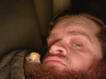 Me and my parrot Michael napping