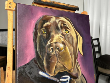 an oil painting of a pet dog