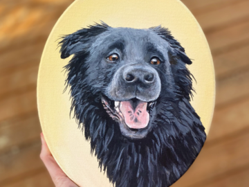 pet portrait on Oval canvas
