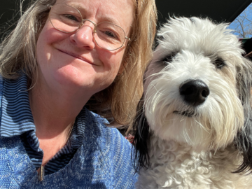 Alison Stanton with Bear the dog