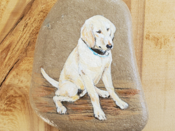 Custom Pet Portrait on Rock