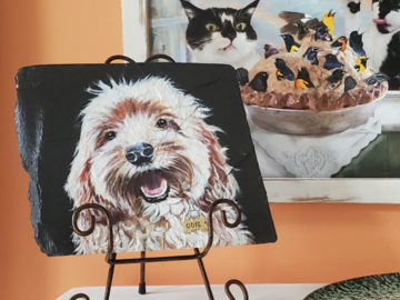 Portrait of Odie on Slate Slab