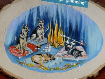 Custom Portrait of your dogs on live edge wood slice