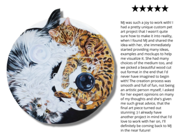 Custom Pet Portrait on Large Wood Floating Cutout