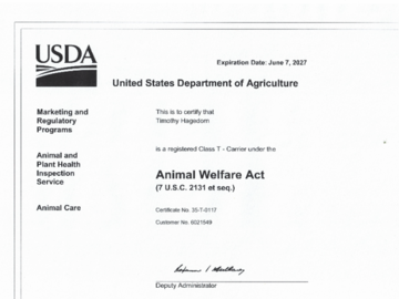 USDA Animal License