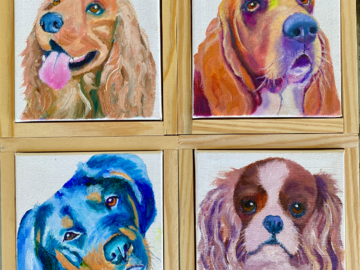 5"x5" colorful dog portraits for gifts