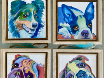 5"x5" colorful pet portraits for gifts
