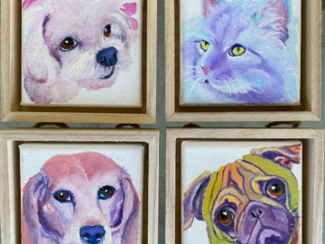 5"x5" colorful pet portraits for gifts