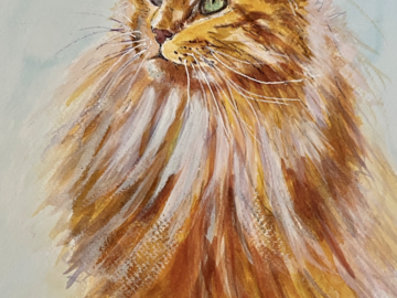 Watercolor painting of a cat