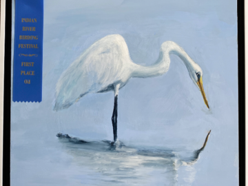 16x20 oil painting of egret, first place oil