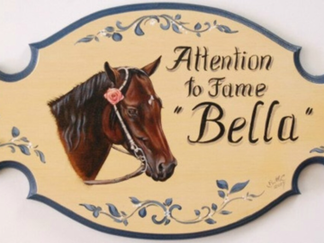 Horse portrait painting stall sign