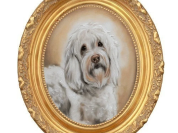 Miniature portrait painting, dog portrait