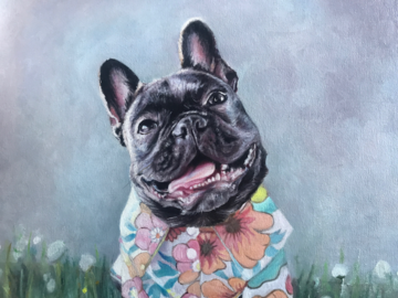Pug, oil painting