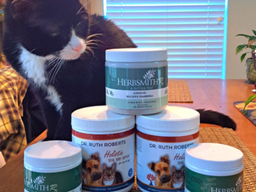 My boy Nemo with his favorite supplements and herbs!