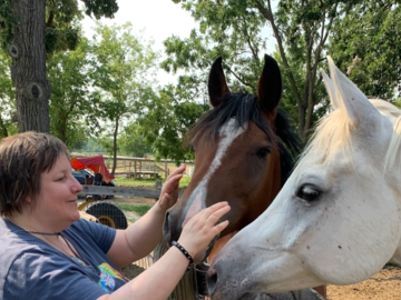 Tami Friday with horses, RC and Sky