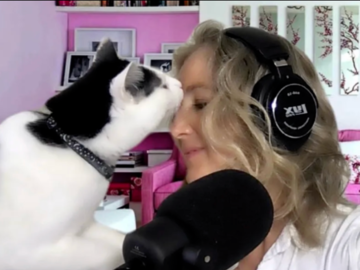 Jennifer and her Fur-baby "JJ" hosting Empowered Within Podcast