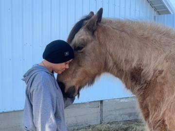 Tanner coming in for a nuzzle near the end of his session.