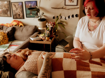 Reiki Session with client and pet