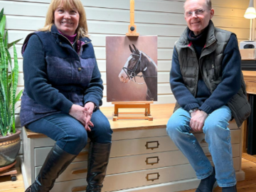 Horse Portrait in Oils plus clients in our studio