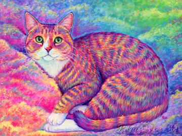 Colorful painting of a cat